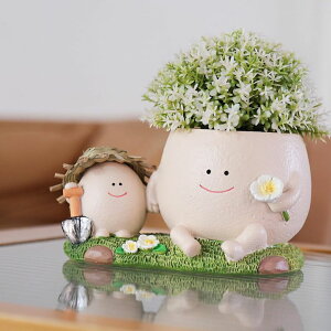 かわいい ユニーク 面白い 癒し プランター 植木鉢 鉢 NINIPAPA Cute Smile Face Planter Pot with Drainage Hole Funny Plant Pots for Indoor Outdoor Plants, Head Flower Pots for Succulent String of Pearls Unique Gift on Mother's Day, Bir