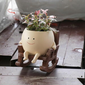 킢 j[N ʔ  v^[ Aؔ  BLOOPOT Rocking Chair Face Resin Planter Pot with Drainage Cute Flower Pots for Succulents Plants Live Indoor Outdoor Planters for Houseplants Gift Large ysAiz