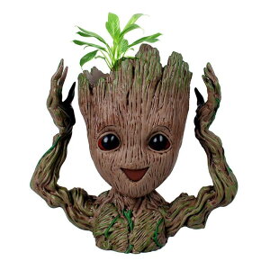 킢 j[N ʔ  v^[ Aؔ  WT WINGTENG 6" Cute Baby Groot Planter Pot, Smile Face Planters Head for Indoor Plant or Funny Pen Holder Flower Pot with Drainage Hole for a Tiny Succulents Plants Home Office Dec 