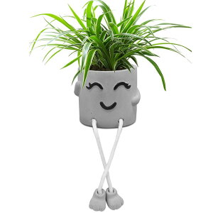 킢 j[N ʔ  v^[ Aؔ  Uguisu 1PCS Cute Smiley Face Plant Pot with Feet Hanging Cement Planter Succulent Planter Small Flower Pots Fun Planter for Home and Room Decoration - Gift Ideas for Mother and Chr 