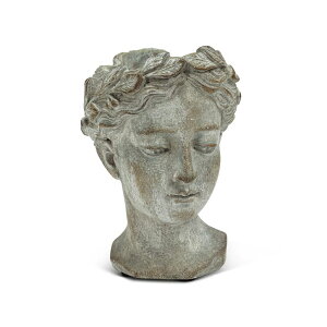 かわいい ユニーク 面白い 癒し プランター 植木鉢 鉢 Abbott Collection Goddess Head Planter - Extra Small Cement Indoor and Outdoor Planter Pot - Grecian Woman Statue Head Planter for Flowers and Succulents (Grey, 2.75" Opening) 【並
