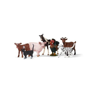 �V�����C�q ���� ���� �������� Schleich Farm World 7-Piece Farm Animal Gift Set Including Dalmatian, Cat, Pig, Goat, Rooster, Texas Longhorn Calf and Pinto Foal Animal Toys �y���s�A���i�z