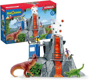 シュライヒ 動物 恐竜 おもちゃ Schleich Dinosaurs - Volcano Expedition Base Camp, Dinosaur Playset Including LED Erupting Volcano, Researcher Figurines and 2 x Dinosaur Toys for Boys and Girls Ages 5+ 【並行輸入品】