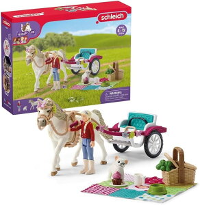 �V�����C�q ���� ���� �������� Schleich Horse Club, Horse Toys for Girls and Boys, Carriage Ride with Picnic Horse Set with Horse Toy, 32 Pieces �y���s�A���i�z