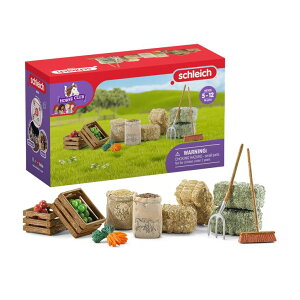 VCq    Schleich Horse Club 14pc. Toy Feed and Accessory Set for Horses and Animals - Detailed Hay, Straw, and Carrot Horse Feed, for Education and Imaginative Play for Girls and Boys, Gift for Kids Ages 5+ ysA