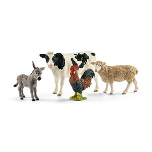 �V�����C�q ���� ���� �������� Schleich Farm World - Starter Set, Includes 4 x Collectible Toy Farm Animals, Cow, Sheep, Donkey Foal and Rooster Farm Animal Toys for Kids Ages 3+ �y���s�A���i�z