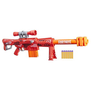 tH[giCg l` tBMA  NERF Fortnite Heavy SR Blaster Scope, Big Blaster, 6 Mega Darts, 6-Dart Clip, Kids Toy Foam Blasters, Fortnite Toys for Boys and Girls ysAiz