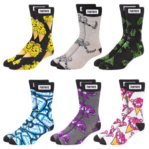 tH[giCg l` tBMA  FORTNITE Fun: 6-Pack High Socks for Boys and Teens ? Vibrant Gaming Designs, Comfortable Fit, Durable Materials ? Boys Gift Set ysAiz