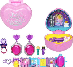 �|�[���[�|�P�b�g �l�` �t�B�M���A �������� Polly Pocket Collector Compact with 2 Dolls, Keepsake Collection Royal Ball Jewelry Accessories Set, Collectible Toy with Unicorn Castle Theme �y���s�A���i�z