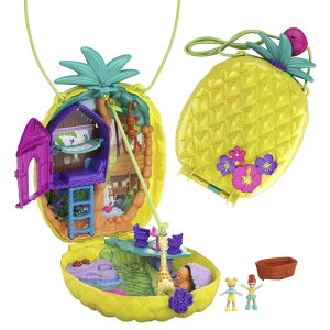 |[[|Pbg l` tBMA  Polly Pocket Dolls & Accessories, 2-in-1 Travel Toy, Pineapple Purse Playset with Micro Polly & Lila Dolls ysAiz