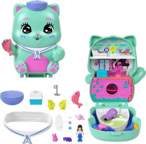 �|�[���[�|�P�b�g �l�` �t�B�M���A �������� Polly Pocket Dolls and Playset, Set Sail Kitty Compact, Travel Toy with 1 Micro Doll, Pet Cats, Food & Fashion Styling Accessories �y���s�A���i�z