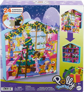�|�[���[�|�P�b�g �l�` �t�B�M���A �������� Polly Pocket Dolls Advent Calendar, Gingerbread House Playset with 24 Surprises, Dollhouse Furniture, Toy Car & Holiday Accessories �y���s�A���i�z