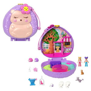 �|�[���[�|�P�b�g �l�` �t�B�M���A �������� Polly Pocket Dolls and Playset, Hedgehog Coffee Shop Compact with 2 Micro Dolls & 10 Accessories, Travel Toy with Fidget Exterior �y���s�A���i�z