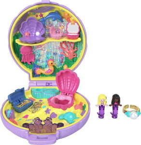 �|�[���[�|�P�b�g �l�` �t�B�M���A �������� Polly Pocket Keepsake Collection Mermaid Dreams Collectible Compact, Under-The-Sea Theme, Special Box, 2 Mermaid Dolls, Wearable Ring & More, Collectible Gift, Ages 4 Years Old & Up �y���s�A