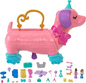 �|�[���[�|�P�b�g �l�` �t�B�M���A �������� Polly Pocket Compact Playset, Puppy Party with 2 Micro Dolls & 26 Accessories, Roller Rink Birthday, Animal-Shaped Case �y���s�A���i�z
