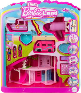 �|�[���[�|�P�b�g �l�` �t�B�M���A �������� Barbie Mini BarbieLand DreamHouse & 3-Vehicle Playset with 4 1.5-Inch Dolls, Doll House Furniture & Accessories, Includes DreamCamper, Boat & Plane �y���s�A���i�z