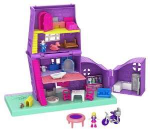 �|�[���[�|�P�b�g �l�` �t�B�M���A �������� Polly Pocket Doll House with Micro Doll, Toy Bike & Furniture Accessories, Transforming Pollyville Pocket House Playset �y���s�A���i�z