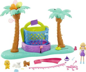 �|�[���[�|�P�b�g �l�` �t�B�M���A �������� Polly Pocket Playset, Bounce & Bark Puppy Park with 3-inch Polly Doll, Bouncy House, 2 Pets, Pet Accessories & Balloons, Birthday Theme �y���s�A���i�z