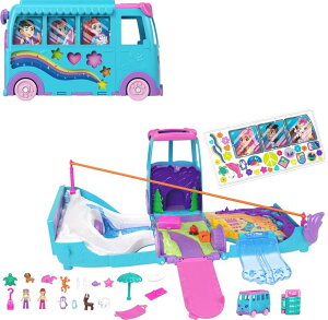 �|�[���[�|�P�b�g �l�` �t�B�M���A �������� Polly Pocket Micro Dolls and Transforming Camper Van Vehicle, Accessories Include Pets and Toy Car, Pet Mobile Adventure Playset �y���s�A���i�z