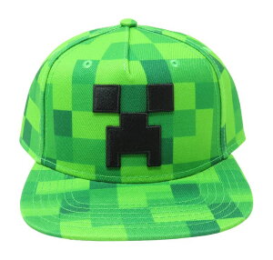 �}�C�N�� �������� �N���[�p�[ Minecraft Pixel Creeper Boys Snapback Hat Cap New Licensed Green �y���s�A���i�z