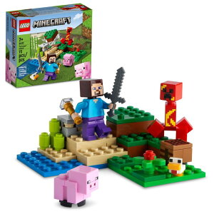 }CN  N[p[ LEGO Minecraft The Creeper Ambush Building Toy 21177, Pretend Play Zombie Battle, Gift for Kids, Boys and Girls Age 7+ Years Old, Ore Mining and Animal Care with Steve, Baby Pig & Chicken Minifigures ysA