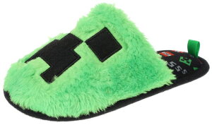 }CN  N[p[ Minecraft Youth Unisex Slipper, Novelty Plush Scuff, Creeper Green, Size 1-2 Big Kid ysAiz