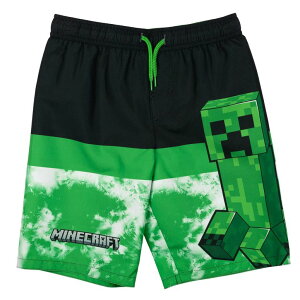 �}�C�N�� �������� �N���[�p�[ Minecraft Creeper Big Boys Swim Trunks Bathing Suit Black/Green 8 �y���s�A���i�z