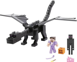 マイクラ おもちゃ ender dragon Mattel Minecraft Ender Dragon Action Figures Set with Lights, Sounds & Mist, Includes Steve & Enderman Figures in 3.25-inch Scale, 15 Anniversary Collectible 【並行輸入品】
