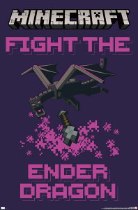 }CN  ender dragon Trends International Minecraft-Fight The Ender Dragon Wall Poster, 22.375 in x 34 in, Premium Unframed Version ysAiz