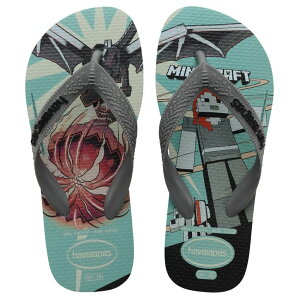 �}�C�N�� �������� ender dragon Havaianas Kids' Top Minecraft Flip Flops - Kids' Minecraft Heart of Ender Dragon Print Sandals - Blue, 13-14 Toddler �y���s�A���i�z