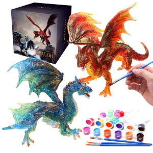 }CN  ender dragon SOLDAY Painting Dragon Toys Kits for Kids Arts and Crafts Ages 3 6 5 7 9 12 Boys Girls to Make Your Own Paintable Figurines Birthday Party Supplies - 2 Dragons ysAiz