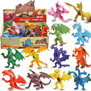 }CN  ender dragon 4 Inch Realistic Detail Dragon Toy Set with Gift Box, 12 Pcs Mini Dragon Figure in and Styles, Dragon Theme Party Favors Toy for Kids, Goody Bag Filler, Bulk Gifts, Cake Toppers ysAiz