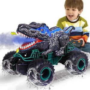 R J[ Mtg RC   ZDCZ Dinosaur Remote Control Car, 2.4GHz RC Mega Monster Truck Toys for Toddlers, Dinosaur Toys with Light, Sound & Spray, Indoor Outdoor All Terrain Electric Toys for 2 3 4 5 6 7 8-12 Kids Boys ys