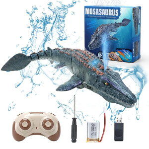 R J[ Mtg RC   Remote Control Dinosaur Toys for Kids 3 4 5 6 7, Mosasaurus Diving Toys RC Boat with Light and Spray Water for Swimming Pool Lake Bathroom Ocean Protector Bath Toys ysAiz