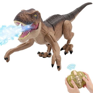 R J[ Mtg RC   IQKidz Remote Control Dinosaur Toys for Boys 3 4-7 8-12- RC Realistic Big T-Rex Gifts for Kids, Interactive Dino with Light Roar Spray Touch Sensing ysAiz