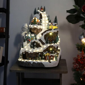 K[f CeA u Cg  Alpine Corporation 18"H Indoor Animated Winter Wonderland Set with LED Lights and Music ysAiz