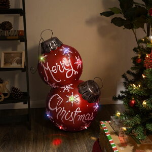 K[f CeA u Cg  Alpine Corporation 30" H Indoor/Outdoor Christmas Ball Ornament with Color Changing LED Lights, Red ysAiz