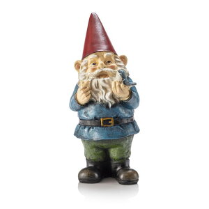 K[f CeA u Cg  Alpine Corporation 12" Tall Outdoor Garden Gnome with Bird Yard Statue Decoration, Multicolor ysAiz