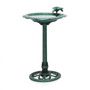 K[f CeA u Cg  Alpine Corporation 31" Tall Outdoor Antique Flower Birdbath with Bird Decoration Yard Statue ysAiz