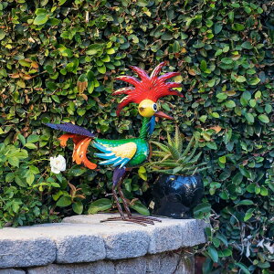 K[f CeA u Cg  Alpine Corporation 18" Tall Indoor/Outdoor Wacky Metal Rooster Yard Statue Decoration ysAiz