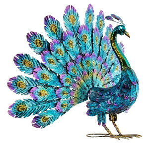 K[f CeA u Cg  Alpine Corporation 23" Tall Outdoor Metallic Peacock Tail Spread Yard Statue Decoration, Multicolor ysAiz