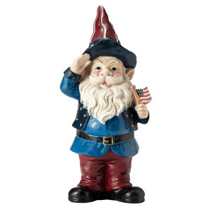 K[f CeA u Cg  Alpine Corporation 12" Tall Outdoor Patriotic Garden Gnome Saluting Yard Statue Decoration ysAiz