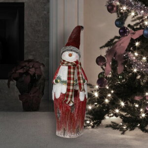 K[f CeA u Cg  Alpine Corporation 30"H Indoor Country Snowman Statue Decoration with LED Lights ysAiz