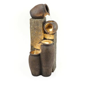 ガーデン インテリア 置物 ライト 噴水 Alpine Corporation 43" Tall Indoor/Outdoor Pottery Fountain with Replaceable LED Lights 【並行輸入品】