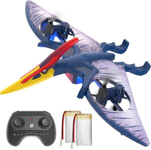 R J[ Mtg RC   Pterosaur Flying Remote Control Dinosaur for Kids Boys Girls - Indoor Quadcopter Drone Dinosaur with Altitude Hold, Headless Mode, LED Light - Gift for Kids - Perfect Birthday/Christmas Gift - On ys