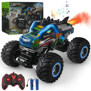 R J[ Mtg RC   Rhybor Remote Control Dinosaur Car, 2.4GHz All Terrain Remote Control Monster Truck, RC Dinosaur Monster Car, Spray Music Monster Truck RC Cars for Boys 4-7 8-12 and Girls ysAiz