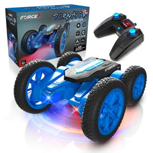 �����R�� �J�[ �M�t�g RC �������� ���� Force1 Tornado LED Remote Control Car for Kids - Double Sided Fast RC Car, 4WD Off-Road Stunt Car with 360 Flips, All Terrain Tires, LEDs, Rechargeable Toy Car Batteries, and Easy Remote �y���s�A��
