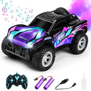 R J[ Mtg RC   RC Cars 1:16 Remote Control Car for Boys 4-7 8-12,All Terrain Rechargeable Remote Control Truck for Kids, 2.4GHz Rc Monster Truck with Bodylight&Music&Spray, 20KM/H Car Toys for Ages 5-7, 8-13 ys