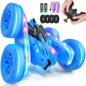 R J[ Mtg RC   Jimdella Remote Control Car,RC Cars with Sides Light Strip and Headlights,Double Sided 360 Flips Rotating RC Stunt Car,2.4Ghz All Terrain Toys for Ages 4-6 Kids Toy for Boys Girls Birthday Gift ys