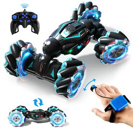 リモコン カー ギフト RC おもちゃ 恐竜 Deejoy 1:12 RC Stunt Car, 2.4GHz 4WD Remote Control Gesture Sensor Toy Cars, Double Sided Rotating Off Road Vehicle 360° Flips with Lights Music, for Boys & Girls Birthday 【並行輸入品】